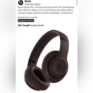 Beats by Dr. Dre Beats Studio Pro Over the Ear Headphones Deep Brown